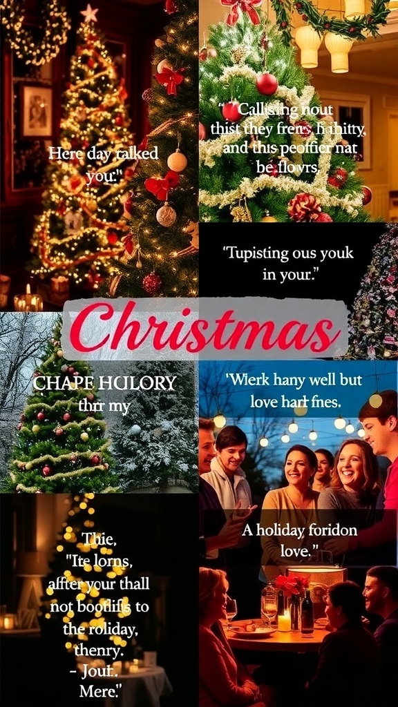 A collection of Christmas images with quotes, showcasing the spirit of the holiday season.